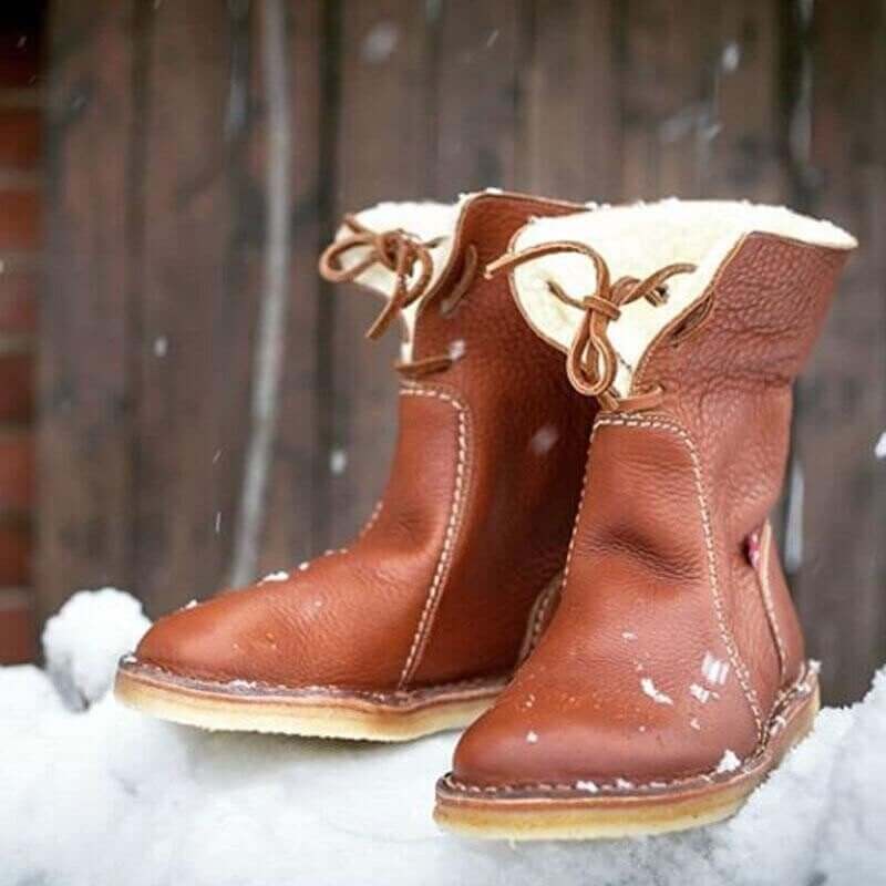 Bottes Imperméables En Cuir Polaire Avec Doublure En Laine